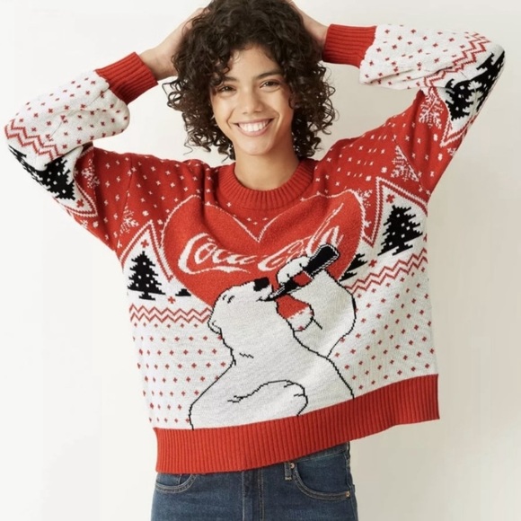 Coca Cola Polar Bear oversized Heart Sweater - Picture 2 of 6